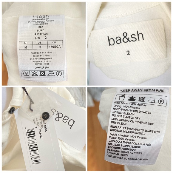 BA&SH Nida white collared long sleeve elastic waist hugging button up midi dress - Picture 16 of 16